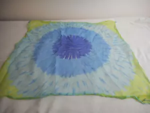 Burmel hand rolled 1960s tie dye design Yellow Green Blue scarf - Picture 1 of 3