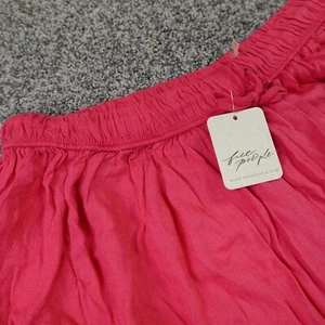 NEW We The Free People Pants Womens L Pink Linen Blend Pull On Baggy Drawstring - Picture 1 of 13