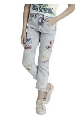 Justice X Stranger Things Denim Mini Mom Jeans Patched Girls Size 18 New W/ Tag - Image 1 of 3