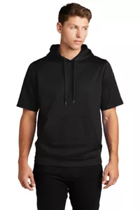 Sport-Tek ST251 Men's Polyester Sport Wick Fleece Short Sleeve Hoodie Pullover - Picture 1 of 8