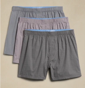 MENS SIZE S 28-30 BANANA REPUBLIC BOXER 3 PACK COLOR GRAY / TINY DOTS / GEO NWT - Picture 1 of 1