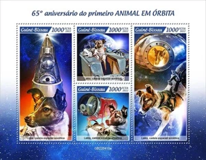 LAIKA First Russian Dog to Orbit Earth Space Stamp Sheet #1 (2022 Guinea-Bissau) - Picture 1 of 1