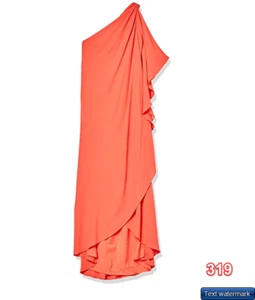 Halston Heritage Women's Asymmetric Solid Gown Tangerine Women's Dress Size 2 - Picture 1 of 2