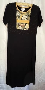 Maxi asiático negro de colección Naturally Petite Honolulu Hawaii retazos florales negros - Imagen 1 de 6