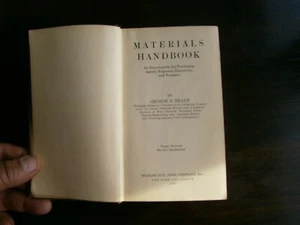 Materials Handbook by Brady 3rd Edition 1937 Encyclopedia for Engineers - Imagen 1 de 3