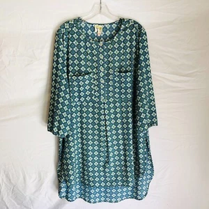 Fig and Flower Damen Gr. XL Geometrisches Boho Bauern Anthropologie Tunika Kleid - Bild 1 von 6