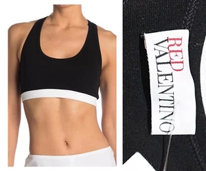 NEW - RED Valentino Contrast Trim Racerback Sports Bra, Nero/Bianco, sz S -$155 - Picture 1 of 8