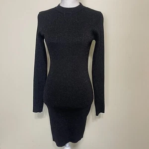 Charlotte Russe Ribbed LongSleeve Mockneck Midi Sweater Dress Black Medium - Picture 1 of 11