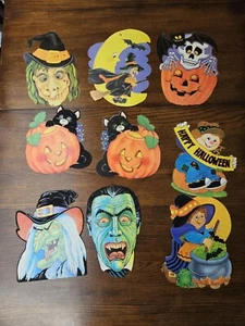 Set 9 Vintage Eureka Halloween Stanzformen Ausschnitte Dekorationen beflockt - Bild 1 von 11