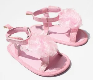 NEW Baby Girl Pink Tulle Sandal Shoes Size 0-12 months 1.2.3 - Picture 1 of 4