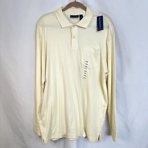 John Ashford Polo Shirt Long Sleeved Pullover Mens Size Large Cream Casual New - Picture 1 of 12