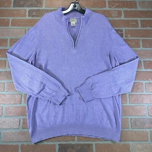 LL Bean Sweater 1/4 Zip Men’s Large Reg Purple Cashmere Cotton Blend Item 275298 - Picture 1 of 8