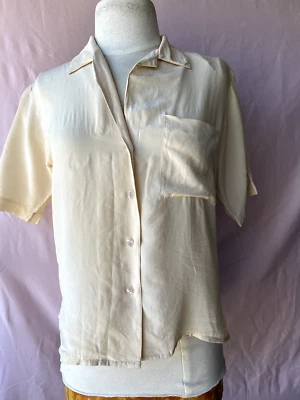 Mujer Playa Crema Media Manga Abotonada - Vintage Nordstrom Foto 1 de 4