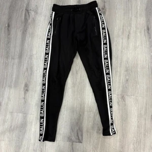 Y2K Scamm Jogger Pants Men's L Black Ballin Side Tape Zipper Pockets - Picture 1 of 6