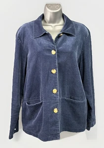 Blair Cordjacke mit Knopfleiste Damengröße 14 blau Ramie Baumwollmischung Kragen - Bild 1 von 9