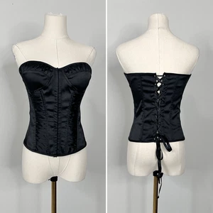 Charlotte Russe Schwarz Korsett Bustier Top Schnürung Y2K S Kokett Romantisch Gothic - Bild 1 von 12