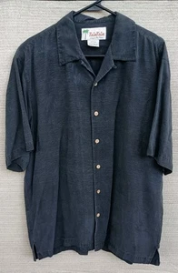 Kula Kula Hawaiian Palm Trees Shirt Charcoal Grey Cool 100% Silk Size Large Nice - Picture 1 of 21
