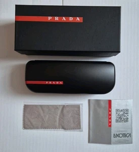 Prada Glasses Case + Cleaning Cloth - Hard Plastic - Matt Black - Unused & Boxed - Picture 1 of 8