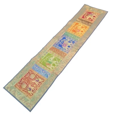 Dining Table Runner Elephnat Woven Zari Brocade Decor Banarasi Cover Multi Color - Image 1 of 4