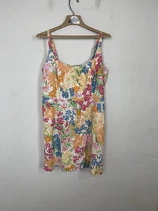 Vecchio abito da donna blu navy XL hawaiano tropicale babydoll preppy spiaggia smocked vacay - Foto 1 di 9