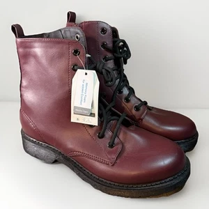 Time And Tru Women’s Brown Leather Hiking Boots Size 8.5 Memory Foam New - Picture 1 of 12