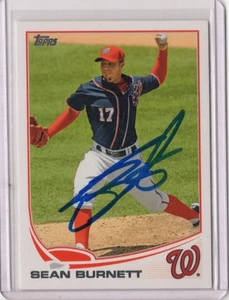 Carte autographe signée SEAN BURNETT MLB Nationals 2013 Topps #254 - Photo 1/2