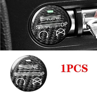 Interruptor de botón de arranque de fibra de carbono real decoración para Ford Mustang 2015-2019 2020 Foto 1 de 4