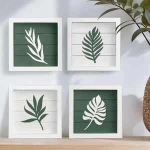 3D Green Botanical Wall Art (Framed Set of 4) Lightweight, Ready-to-Hang Leaf... - Bild 1 von 9