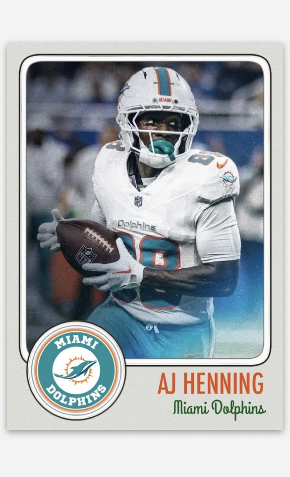 Aj Henning Novelty Football Card! Miami Dolphins - Image 1 of 1