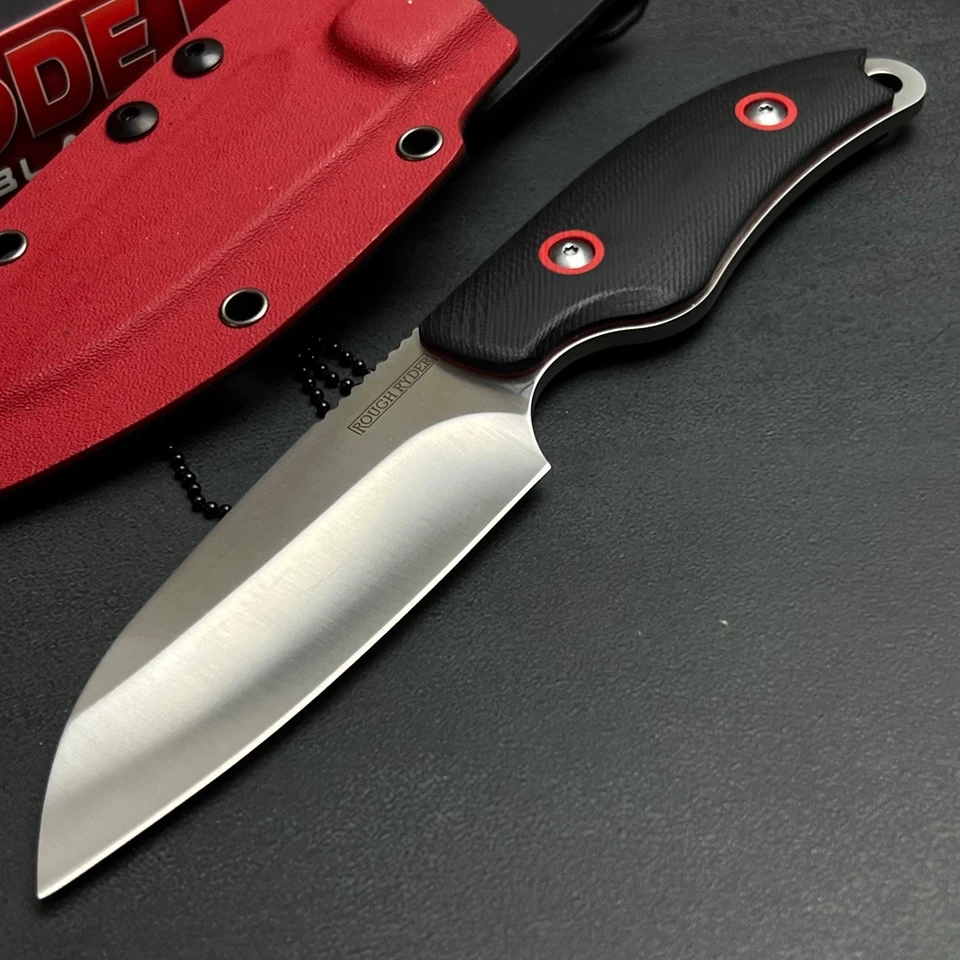 Нож шейный Rough Rider черный и красный G10 с ручкой накладной монтаж фиксированное лезвие с ножнами - Изображение 1 из 4