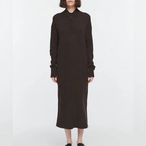 Maria McManus federleichtes Polo Pullover Kleid Bio Baumwolle Kaschmir braun - Bild 1 von 9