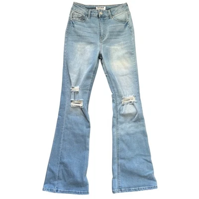 Wax Jean Flare Leg Denim Sz 28 Distressed Sustainable High Rise - Image 1 of 4