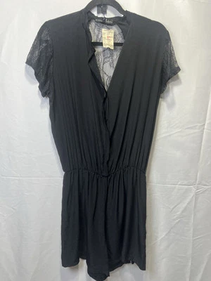 Romper Katrina Grimaldi preto manga curta L 100% seda renda costas e mangas novo com etiquetas - Imagem 1 de 4