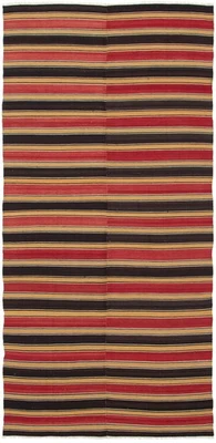 Vintage Hand Woven Tribal Oriental Carpet 4'8" x 10'5" Wool Kilim Area Rug - Image 1 of 4