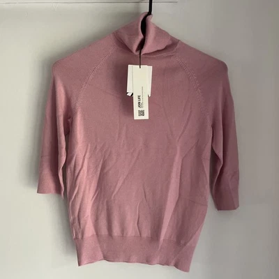 Suéter ZARA NUEVO CON ETIQUETAS Rosa Claro Manga 3/4 Cuello Alto Talla Pequeña Foto 1 de 4