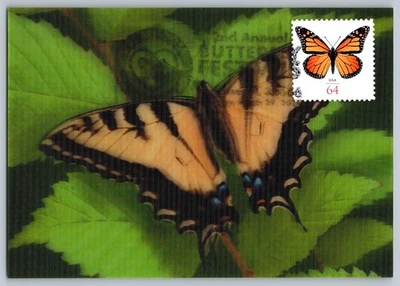 #4462 Monarch Butterfly Maxi Card 3D German PC & Pict cancel - very nice - Image 1 of 2