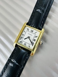 1980’s Cartier Tank 18K Electroplate 17j Manual Wind Women’s Watch Running - Picture 1 of 9