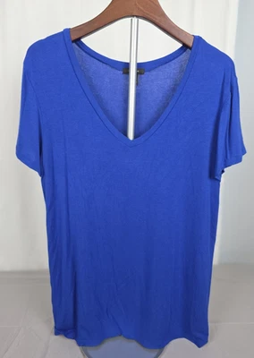 Halogen Nordstrom T Shirt Medium Relaxed Soft V-Neck Cotton Royal Blue - Image 1 of 4