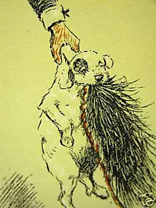 Cecil Aldin CACHORRO ATRAPADO EN EL ACTO 1919 Arte para perros enmarañado - Imagen 1 de 2