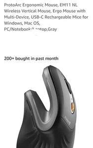 Ergonomic Mouse, EM11 NL Wireless Vertical Mouse, Rechargeable Optical Mice w... - Picture 1 of 7