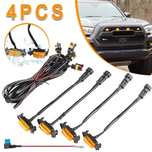 4x Raptor Style LED Front Grille Marker Lights Amber Lens For Nissan Titan XD US - Picture 1 of 16