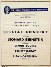 1950 Leonard Bernstein Israel Concert Programa "das Lied Von Der Erde" Mahler