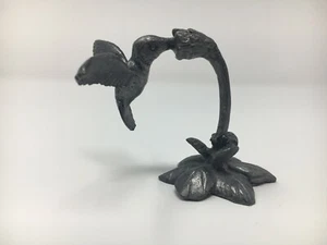 Unique Rare Hummingbird on Honeysuckle Flower Pewter Figure Collectible - Picture 1 of 4