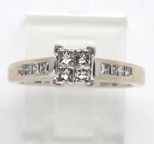14k White Gold Princess Diamond Engagement Ring .65ct - Picture 1 of 4