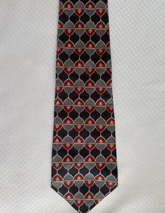 Ketch Striped Gray Red Yellow Polyester Necktie - Picture 1 of 3