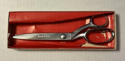 Singer 9” Pinking Shears Scissors Sewing Taylor C809 8095 Brazil Bent Handle - Image 1 of 4