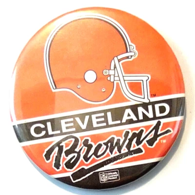 1990's Cleveland Browns NFL Football Button Pinback Pin Wincraft OLP 3.5" - Image 1 of 2