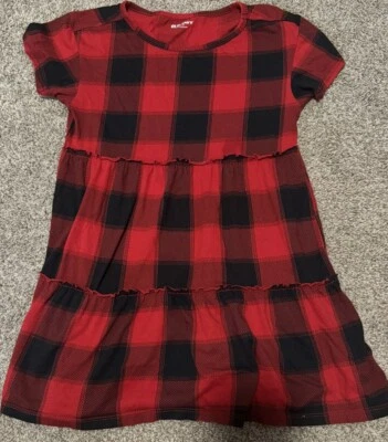 Old Navy Girls Tiered Ruffled Dress in Red Buffalo Check small 6-7 christmas - Image 1 of 4