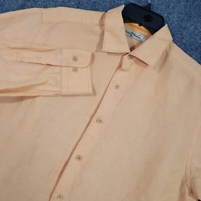 Tommy Bahama Shirt Mens Medium Linen Blend Yellow Button Up Long Sleeve - Image 1 of 4