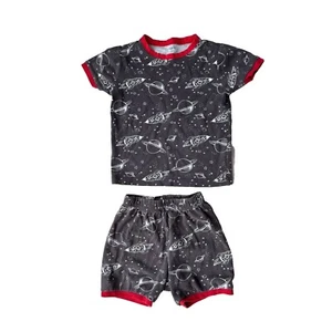 Pekkle Boys Pyjama Set Shirt & Shorts Planet Spaceship ( Sz 7-8 Yrs ) - Picture 1 of 1